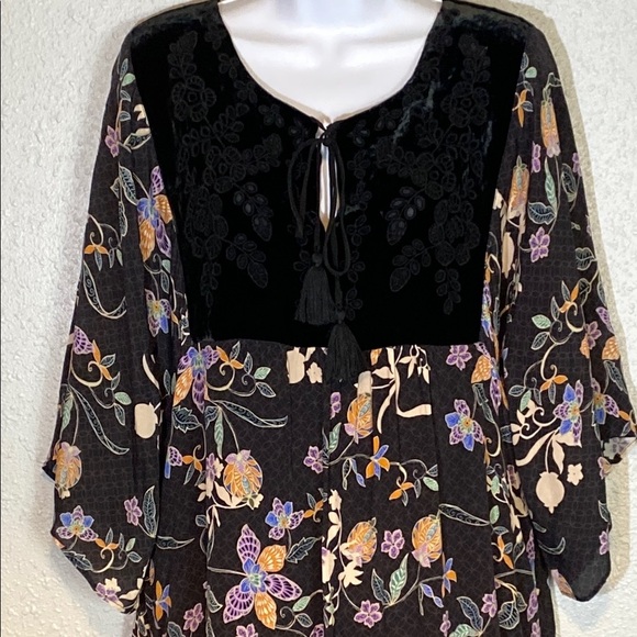 Johnny Was Jade Black Burnout Dolman Sleeve Floral Midi Sundress - Picture 7 of 13